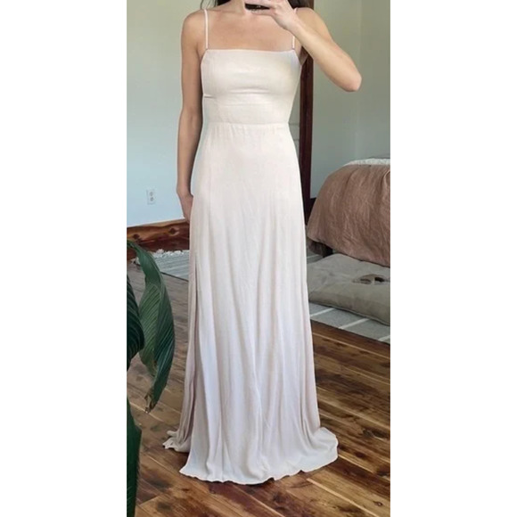 Reformation 6 Ingrid Strapless Maxi Dress Gown Nude Pale Pink Side Slit Blush - Picture 4 of 8